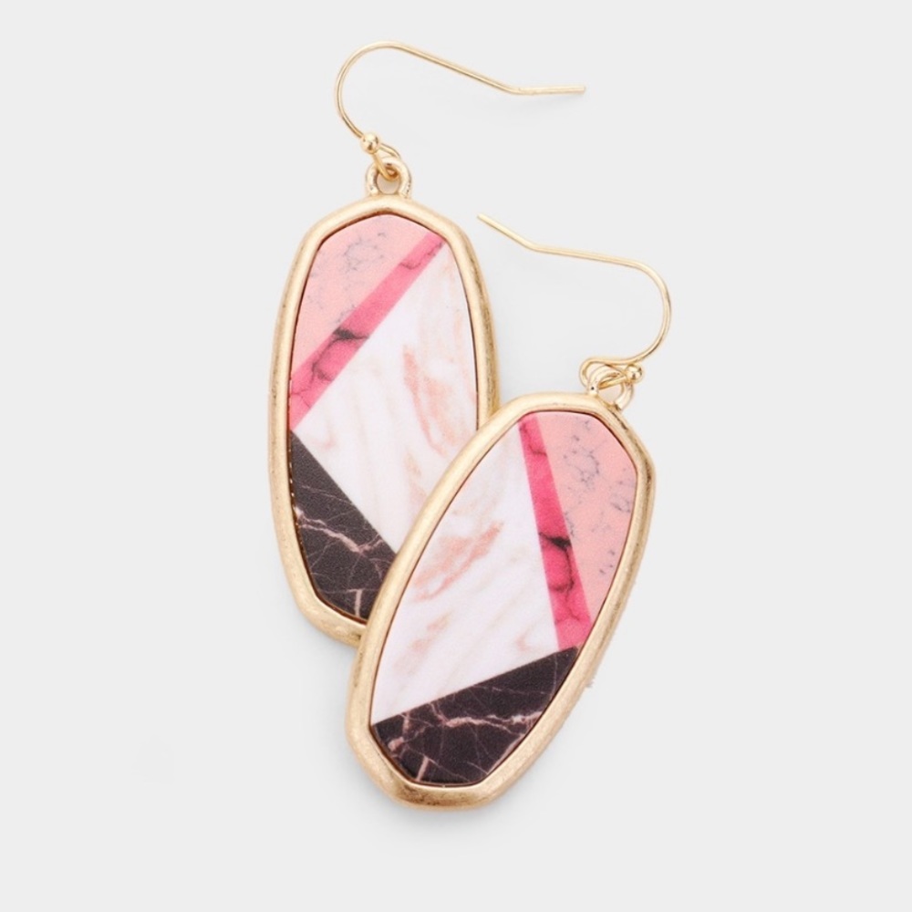 Pink and gold geometric earrings